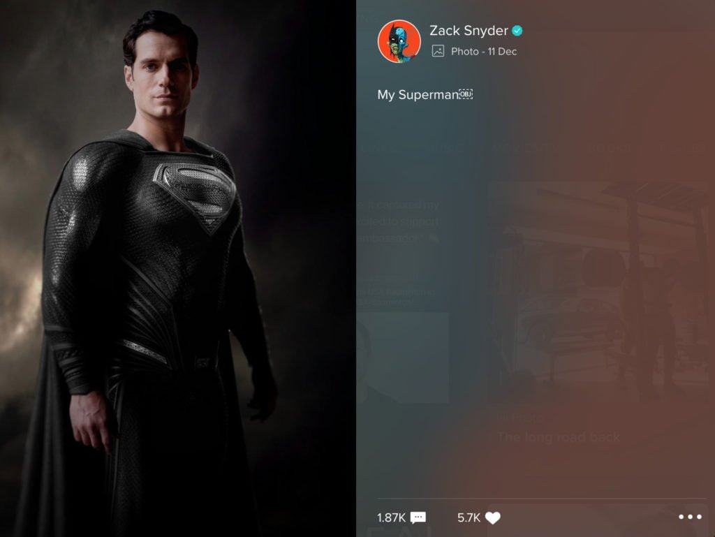 Zack Snyder post on Vero